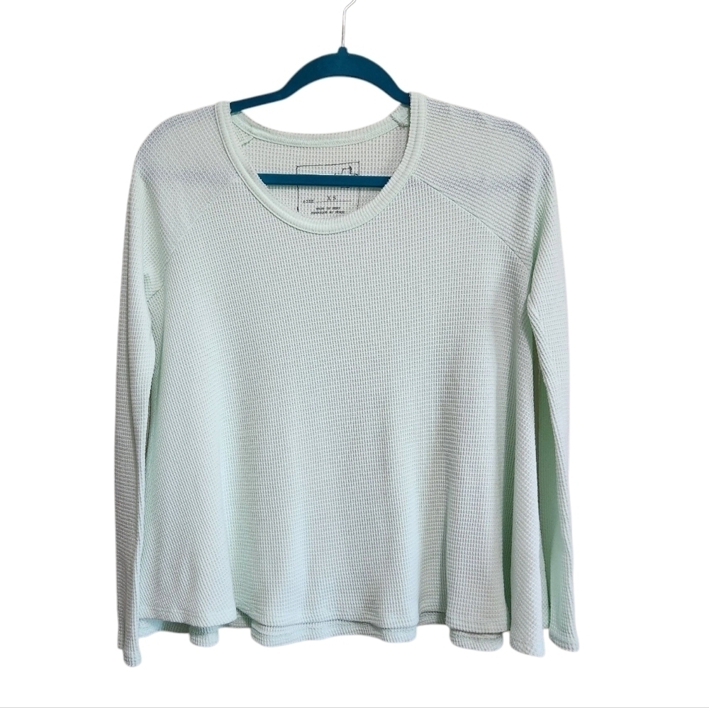 EUC WE THE FREE MINT GREEN ROCKABILLY SWING WAFFLE KNIT THERMAL TOP SZ XS
